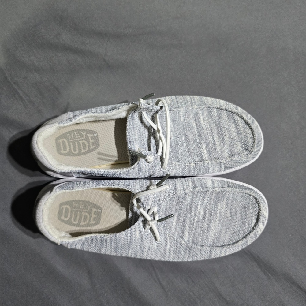 Hey Dude Wendy Sox Women Size 10 Glacier Grey Stretch Knit Slip On Loafers